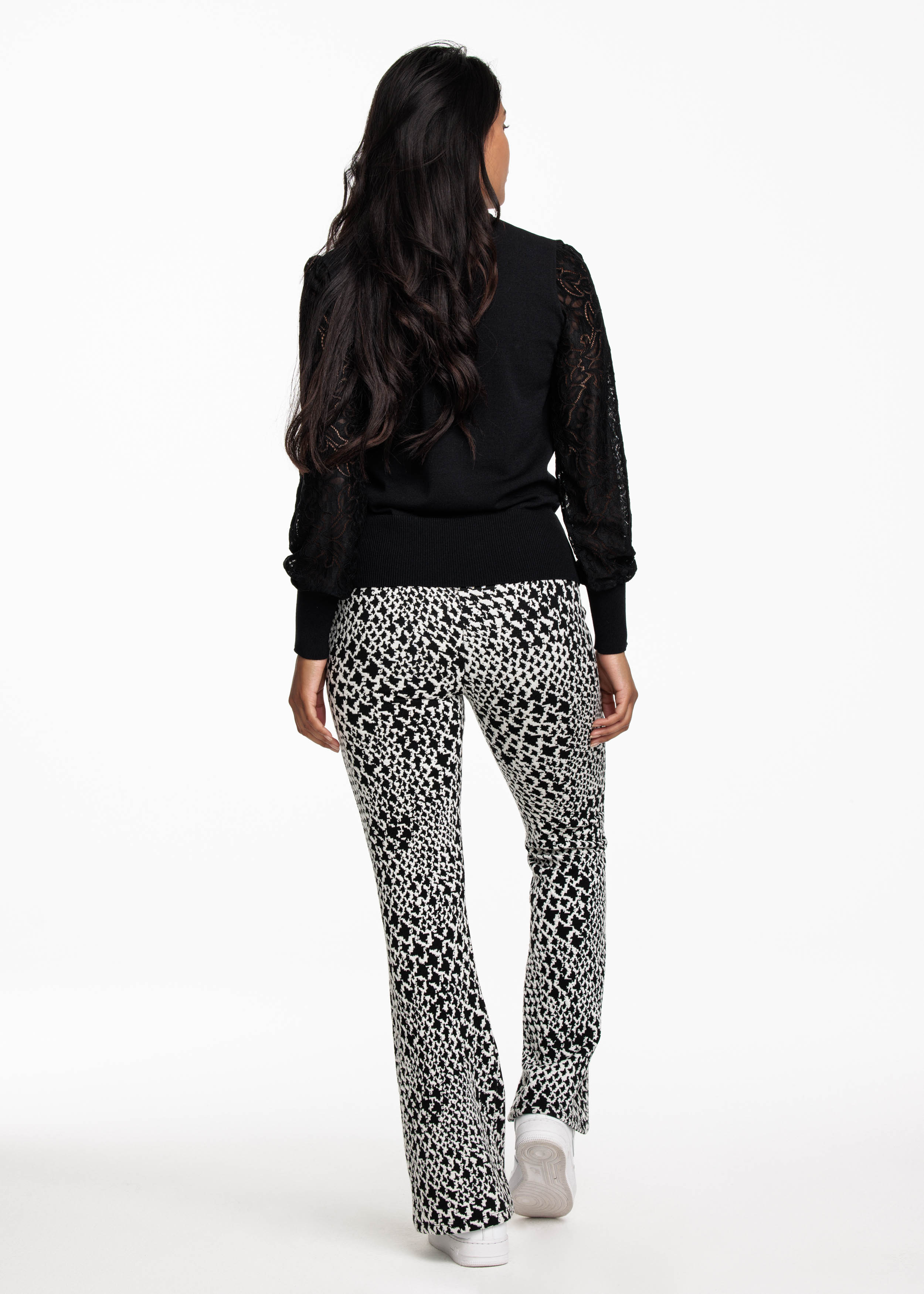 Hugo Damen Nalentine Flared Jacquard Hose – Lässige Weite Hose Mit Jacquardmuster